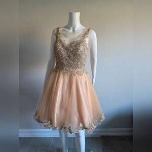 Elegant Gold Embellished Prom Dress
